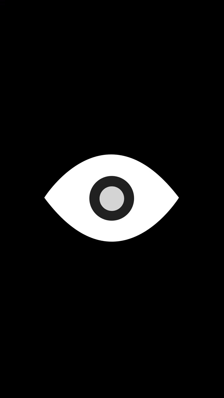 Minimal eye view symbol white icon on deep black space clean graphic contrast simple user interface