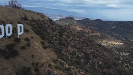 cartel de hollywood en los angeles california por drone 4k-6