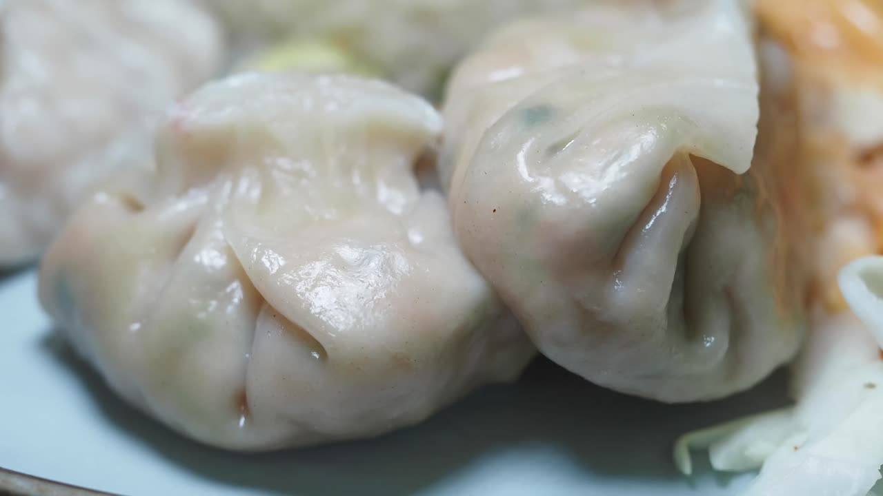 Close-up of Steamed Dumplings