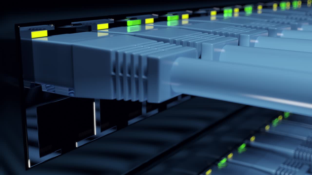 centro de datos con equipos de comunicación que transfieren datos a través de internet