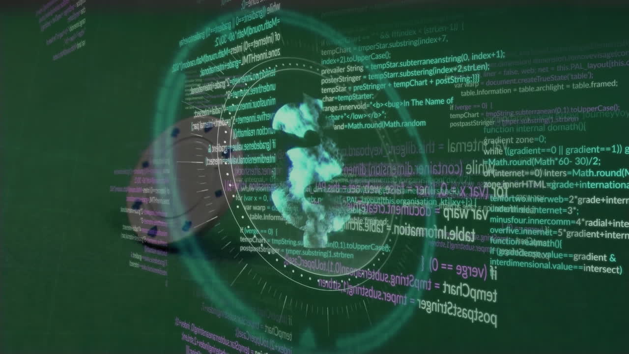 animación del procesamiento de datos sobre el símbolo del dólar y el chip.