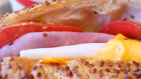 close-up of a delicious croissant sandwich