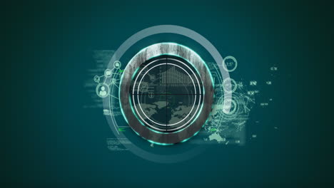 animación de un círculo que se mueve sobre el procesamiento de datos financieros sobre fondo verde
