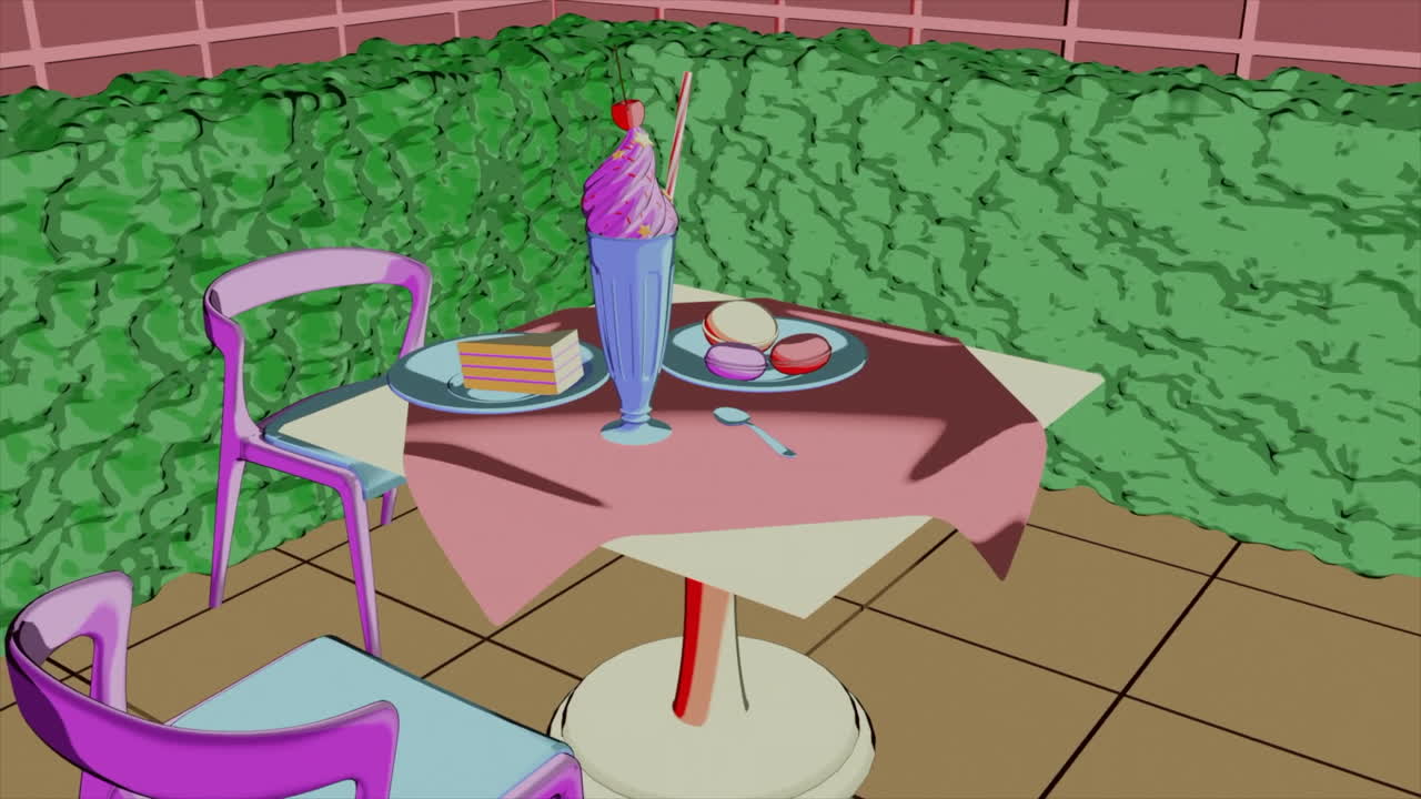 Cute Cafe Scene with Dessert