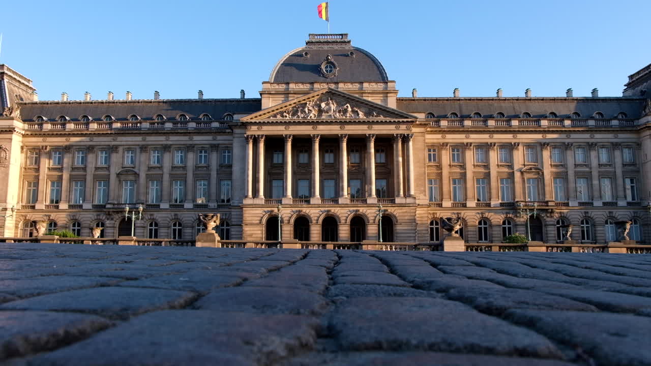 Brussels, Belgium - December 2, 2022: Front view of the Royal Palace of Brussels in the city centre