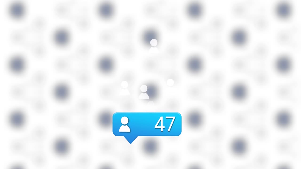 Animation of social media reactions over white background with blurred dots