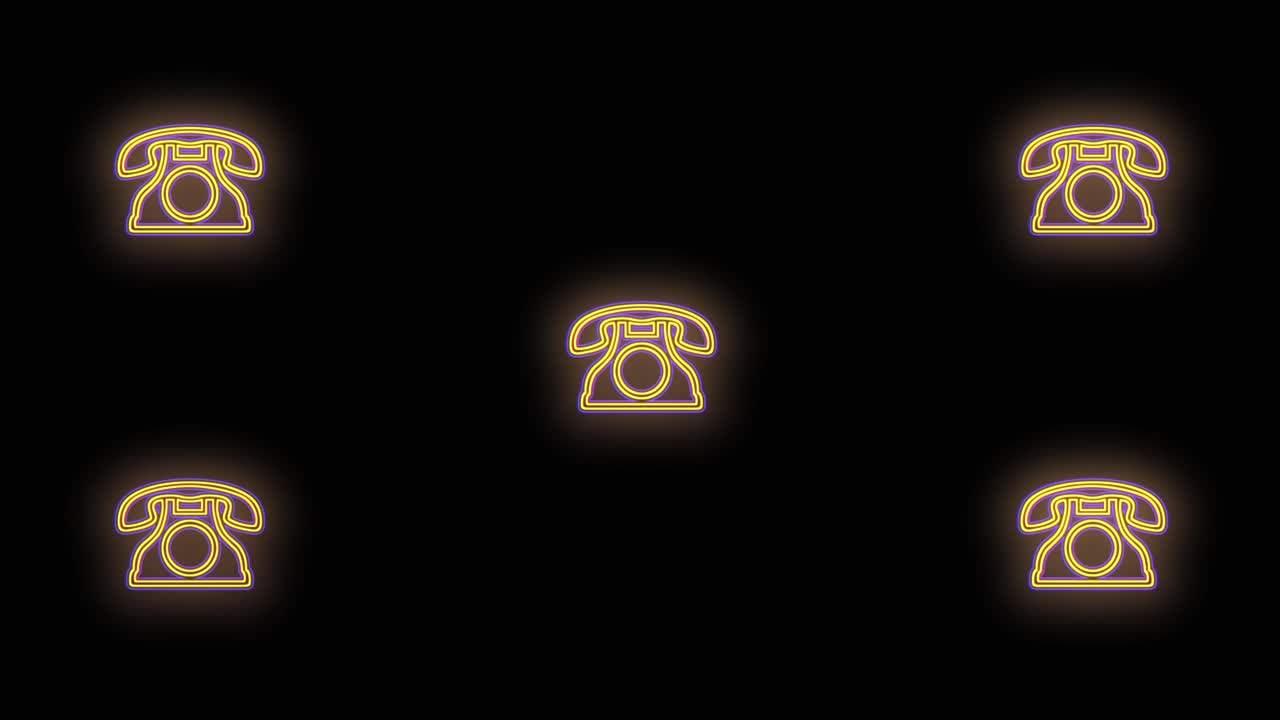 네온 노란색 빛이 깜박이는 복고풍 전화 패턴