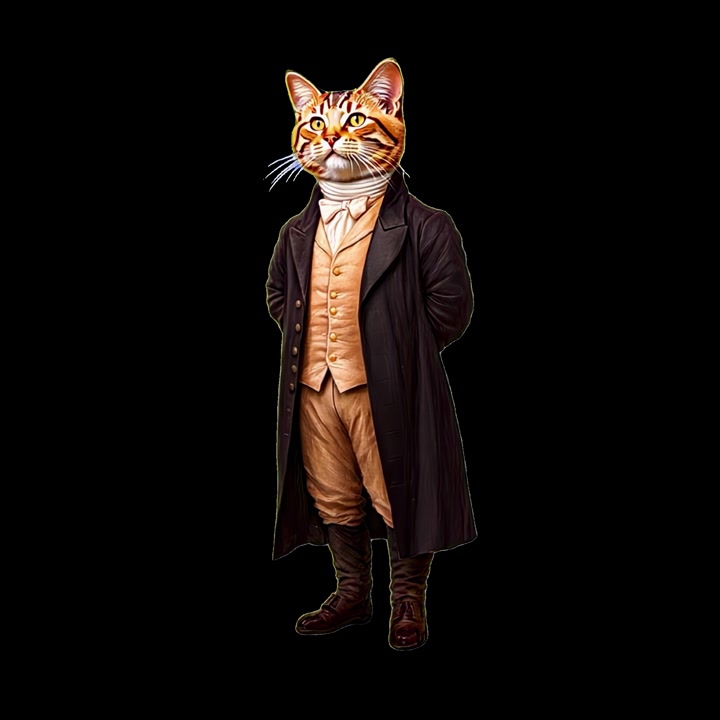 Anthropomorphe Katze in historischer Gentleman-Kleidung