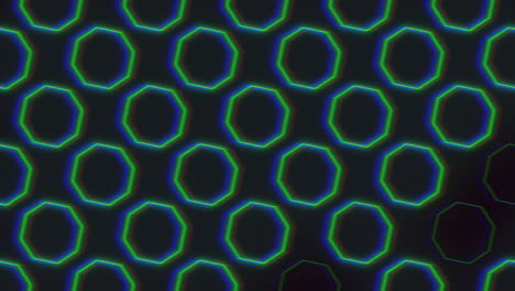 an artistic composition featuring a radiant spiral pattern of blue and green circles. the design showcases a striking arrangement with a vibrant glow emitting from the circles