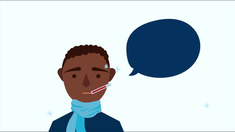 sick person with thermometer character