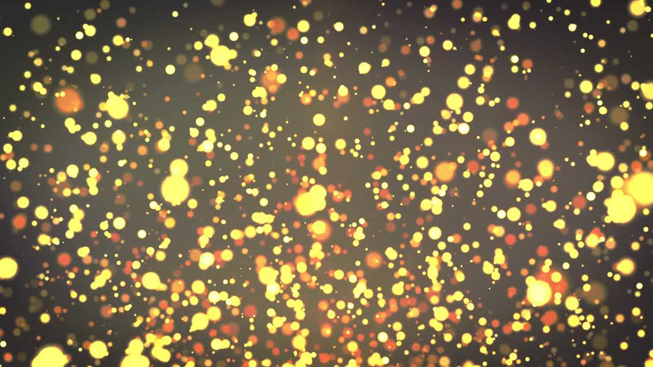 노란색, 금색 및 오렌지색 입자 배경, 실제 렌즈 플레어와 함께 먼지 입자.