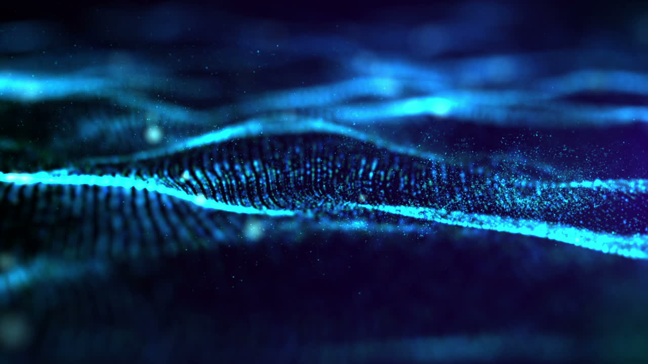 Futuristic digital abstract luxurious sparkling wave particles flow de-focus for festive season Christmas, New Year, Chinese New Year, Valentine background