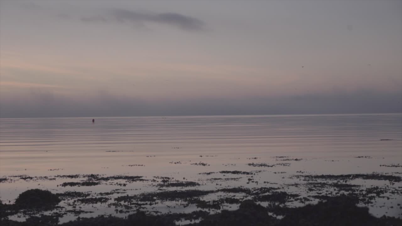 안개가 많은 아이슬란드의 반사 호수