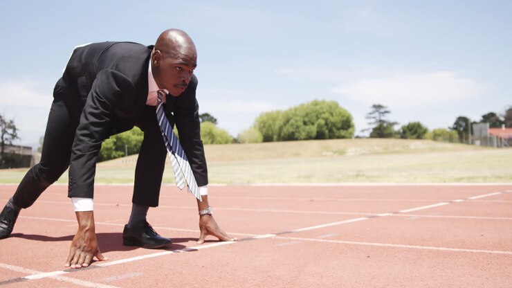 Businessman running