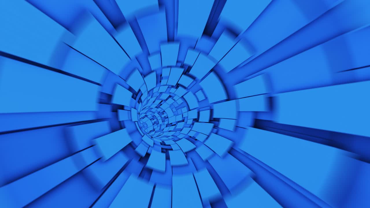 Tunnel animation. Wormhole through space and time. Motion graphic 4K flying into digital technologic tunnel. 3D Big Data Digital tunnel square with futuristic matrix