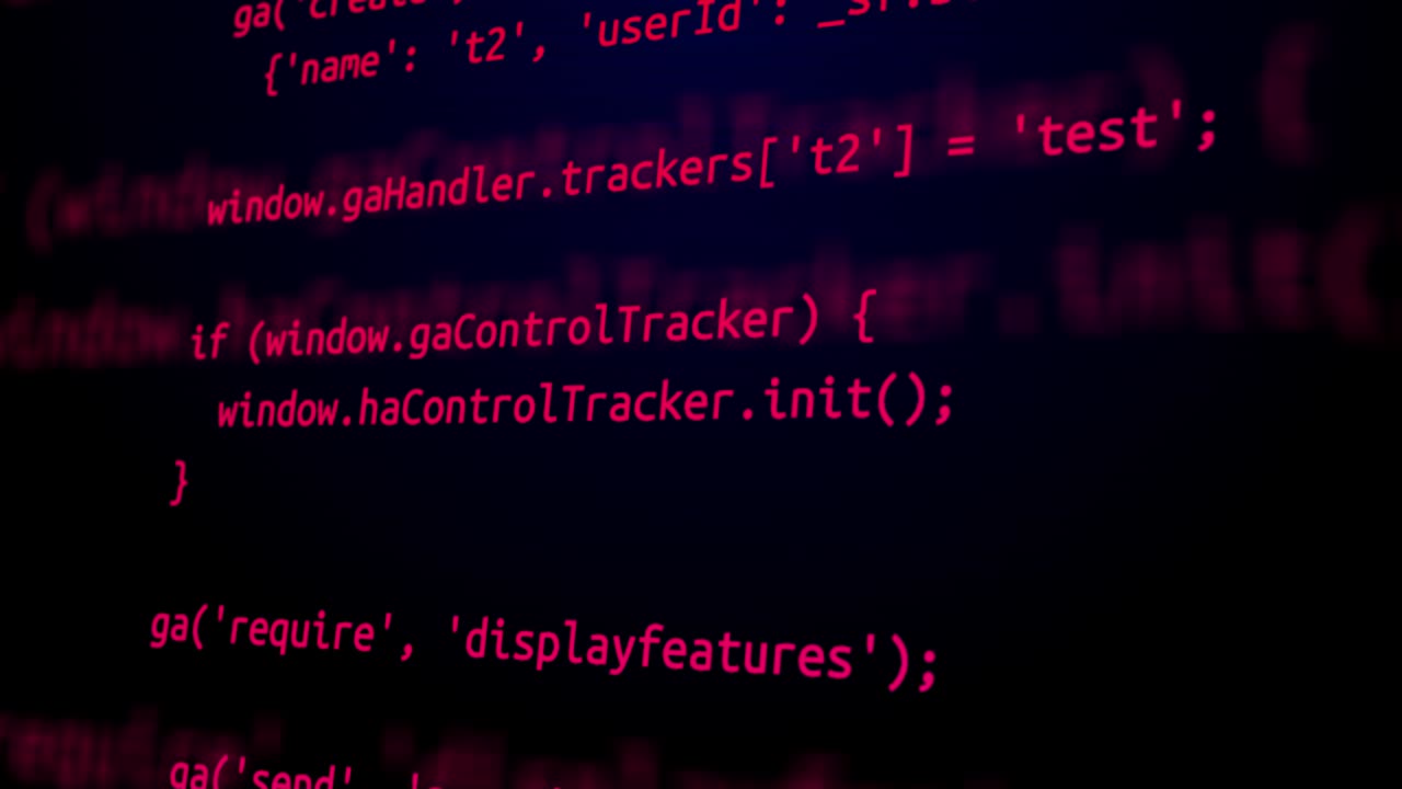 red Code Programmer coding on black Computer screen Loop Animation Bacckgrounds.