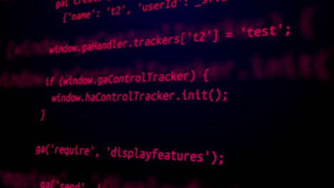 código rojo programador codificación en la pantalla de la computadora negra bucle animación telón de fondo.