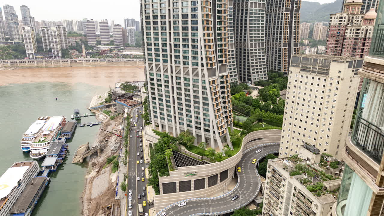 Timelapse of the amazing Chongqing city skyline from a high vantage point