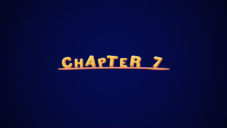 chapter 7 wobbly gold yellow text animation pop up effect on a dark blue background with texture