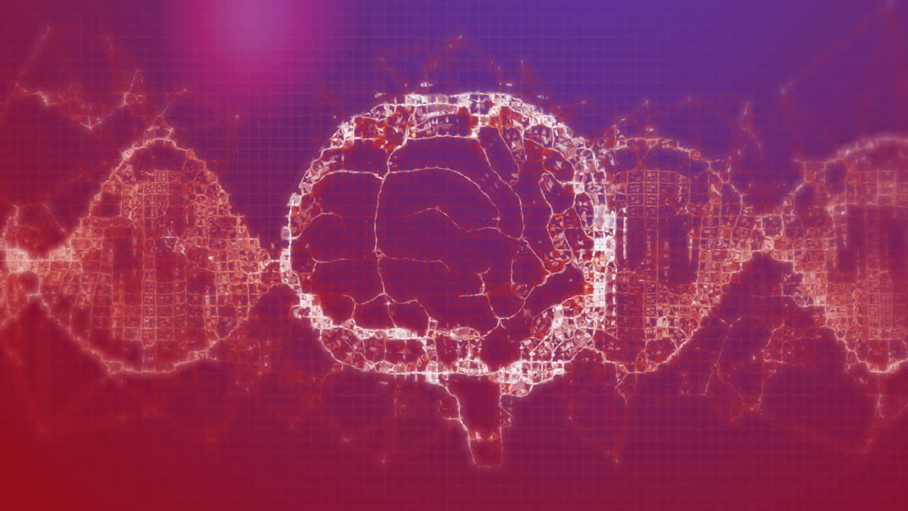 dna 가닥과 뇌 구조, 과학 데이터 처리 애니메이션