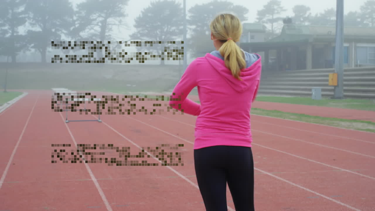 animación del procesamiento de datos sobre el ajuste caucásico en la pista de carreras