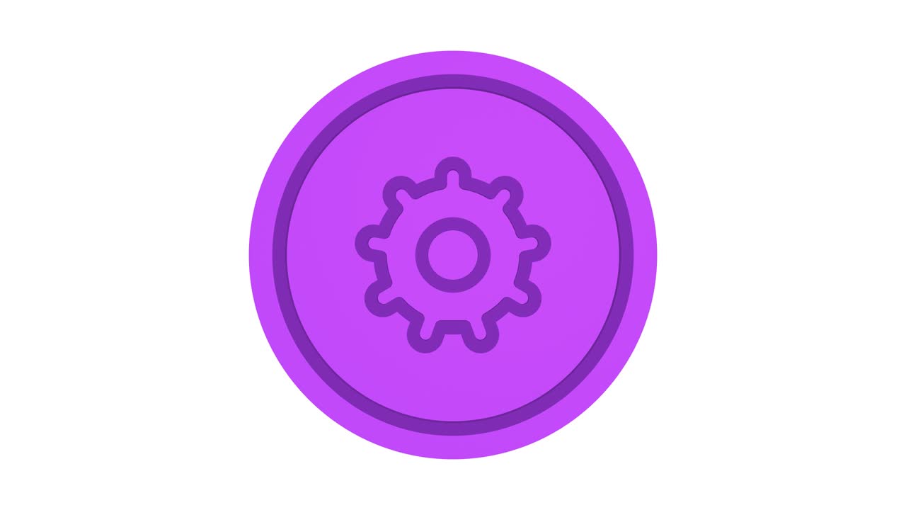 el icono del engranaje 3d, el color púrpura, el canal alfa.