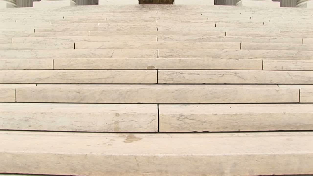An Upward Pan Of The Front Of The Supreme Court