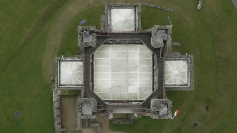 Aerial View of an Ancient Stone Castle in Ireland