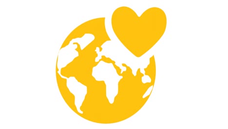 animation of globe with heart icon over white background