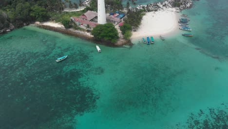 touristic lengkuas island belitung during day time, aerial