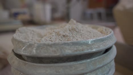 bucket of more to work in a bakery