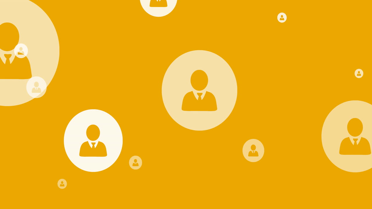 Animation af online hvide personikoner, der bevæger sig på orange baggrund