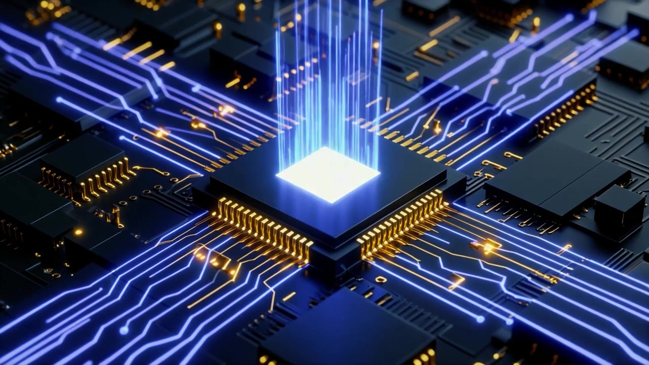CPU-chip activeert met gloeiende datastromen