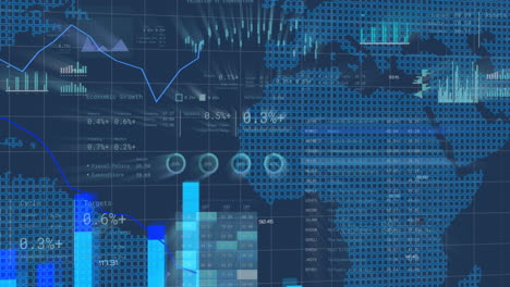 animation of financial data processing over world map