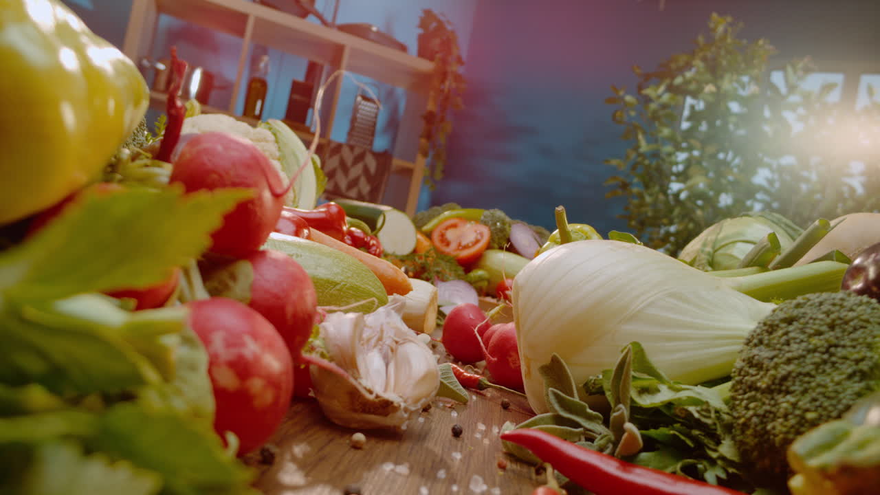 신선하고 다채로운 채소 전시