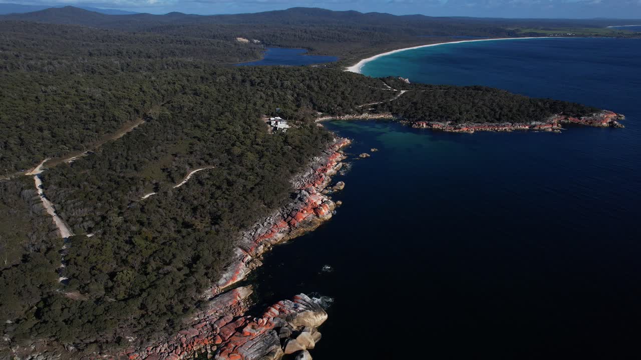 Cosy Corner North And Surroundings In Binalong Bay, Tasmania, Australia - Aerial Drone Shot