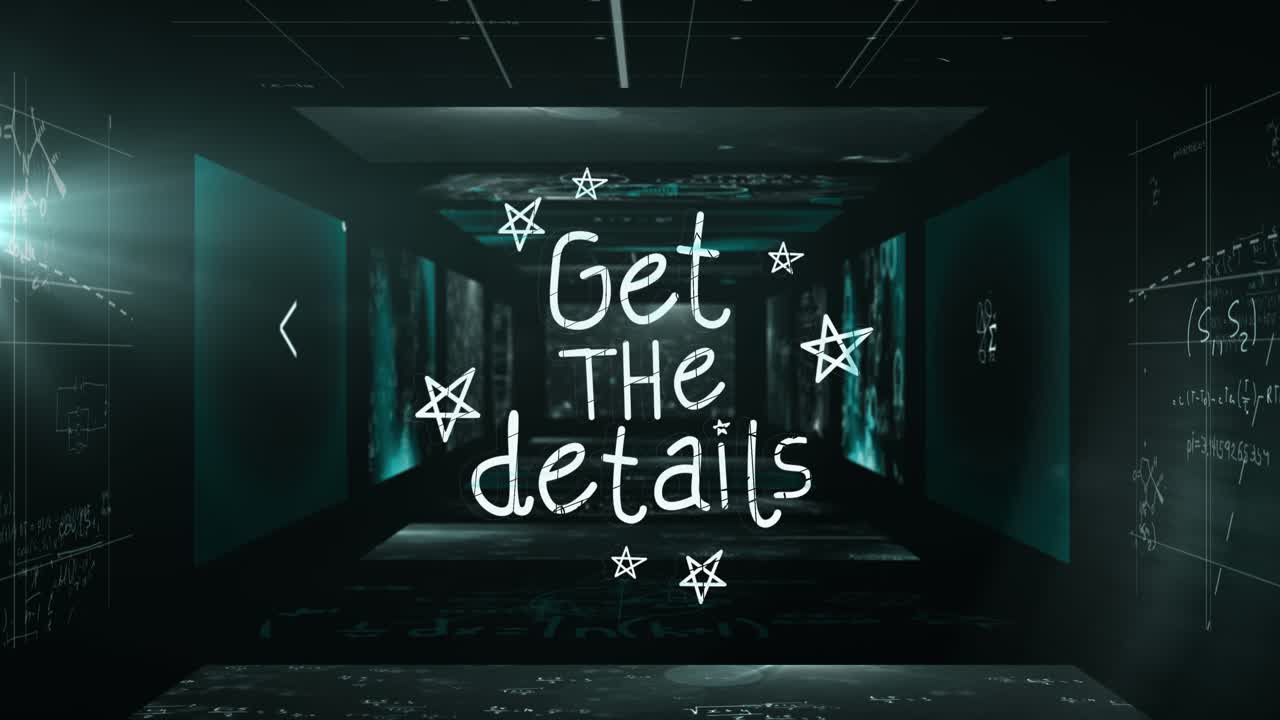 Animation of get the details text and data processing over screens