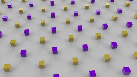 Animación-De-Filas-De-Patrones-De-Formas-De-Cubos-3d-Moviéndose-Sobre-Fondo-Gris