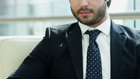 hombre caucásico europeo consultor de negocios teléfono de pantalla táctil