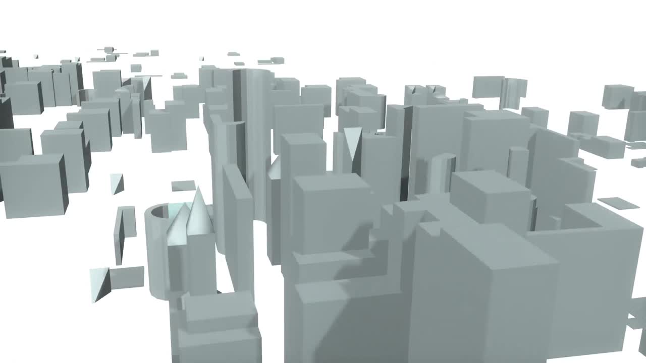 3d City forming from the bottom