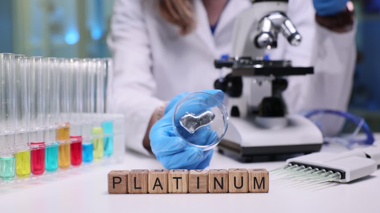 Scientist working with platinum in a laboratory