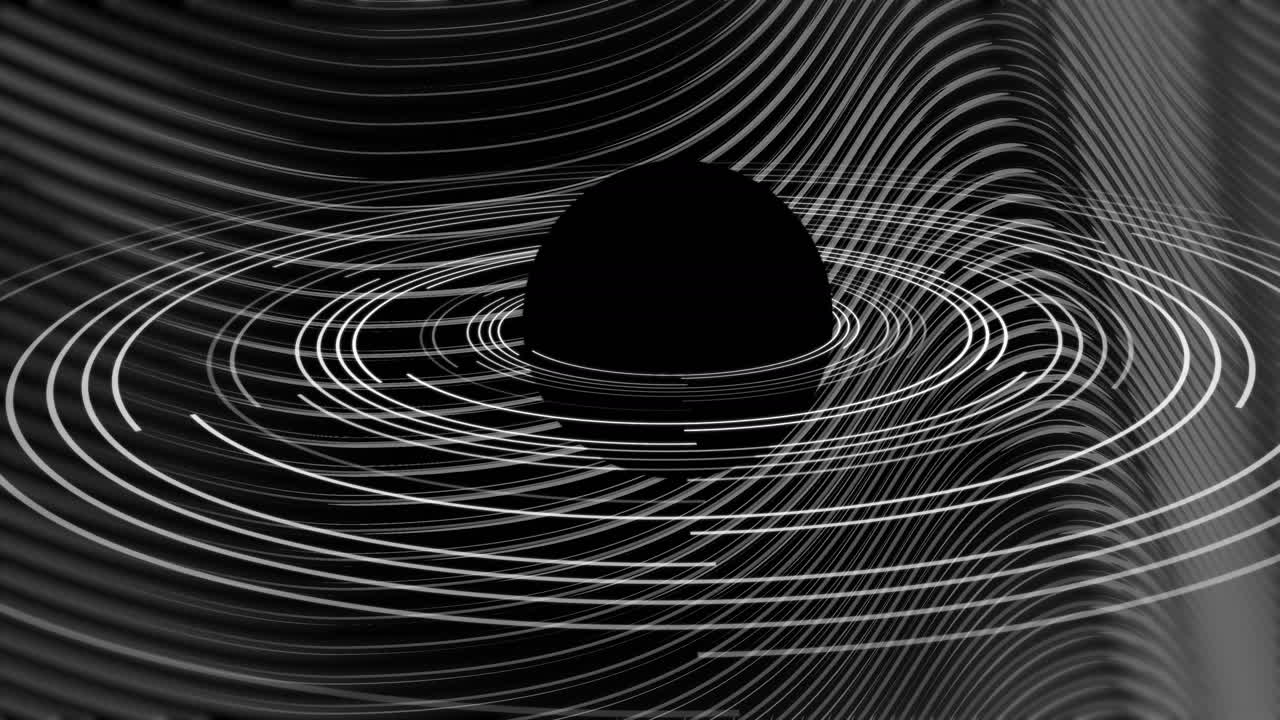 Animazione di cerchi e linee bianche su sfondo nero