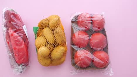 fresh vegetables in plastic packaging