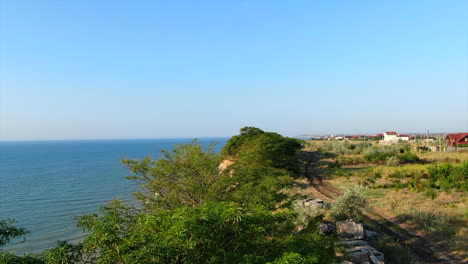 a marvelous landslide seashore next to the village