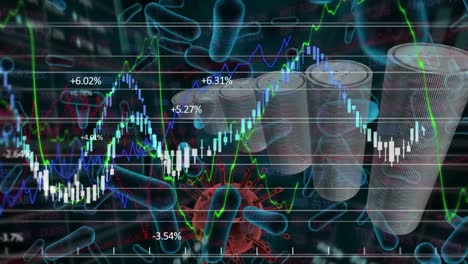 Animación-Del-Procesamiento-De-Datos-Financieros-Sobre-Bitcoins-Y-Células-Covid-19