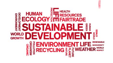 4k Sustainable Development Animated Tag Word Cloud,Animation seamless loop.