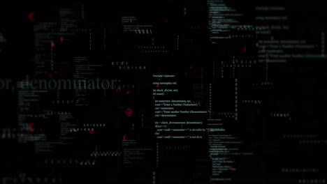animación de codificación binaria y procesamiento de datos sobre fondo negro