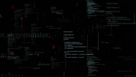 animation of binary coding and data processing on black background