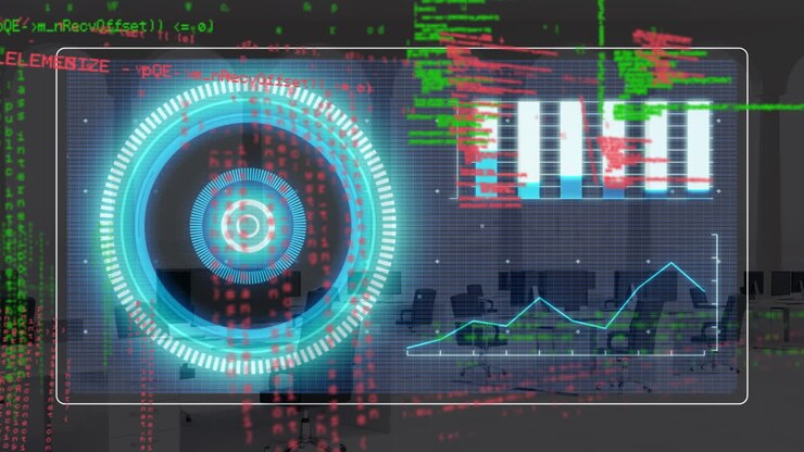 Animasjon av digital skjerm med variert databehandling