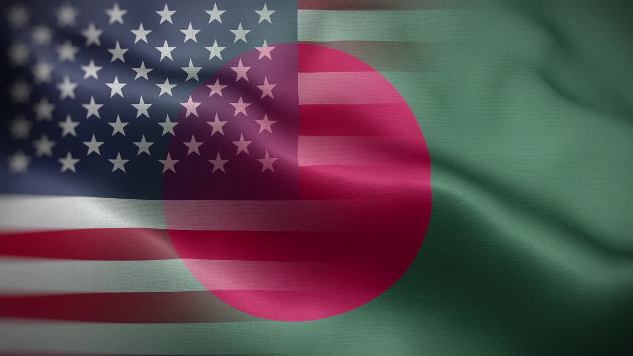 USA Bangladesh Flag Loop Background 4K